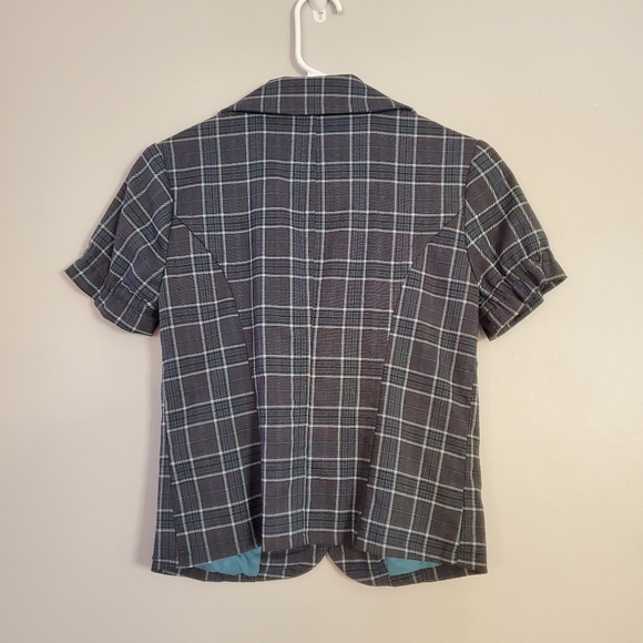 BB Dakota womens blazer suit jacket small blue plaid button pocket lined - Picture 6 of 7